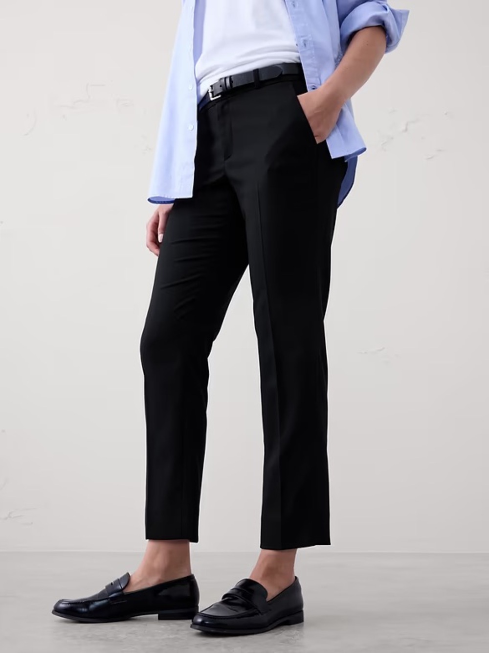 Banana Republic Ryan Italian Slim Wool-blend Pant, Navy Blue - Picture 10 of 13